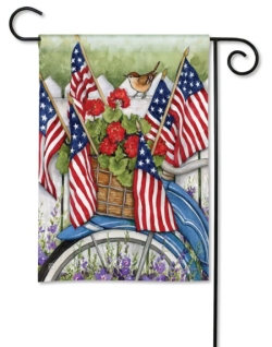 Red, White, and Blue Bike Garden Flag